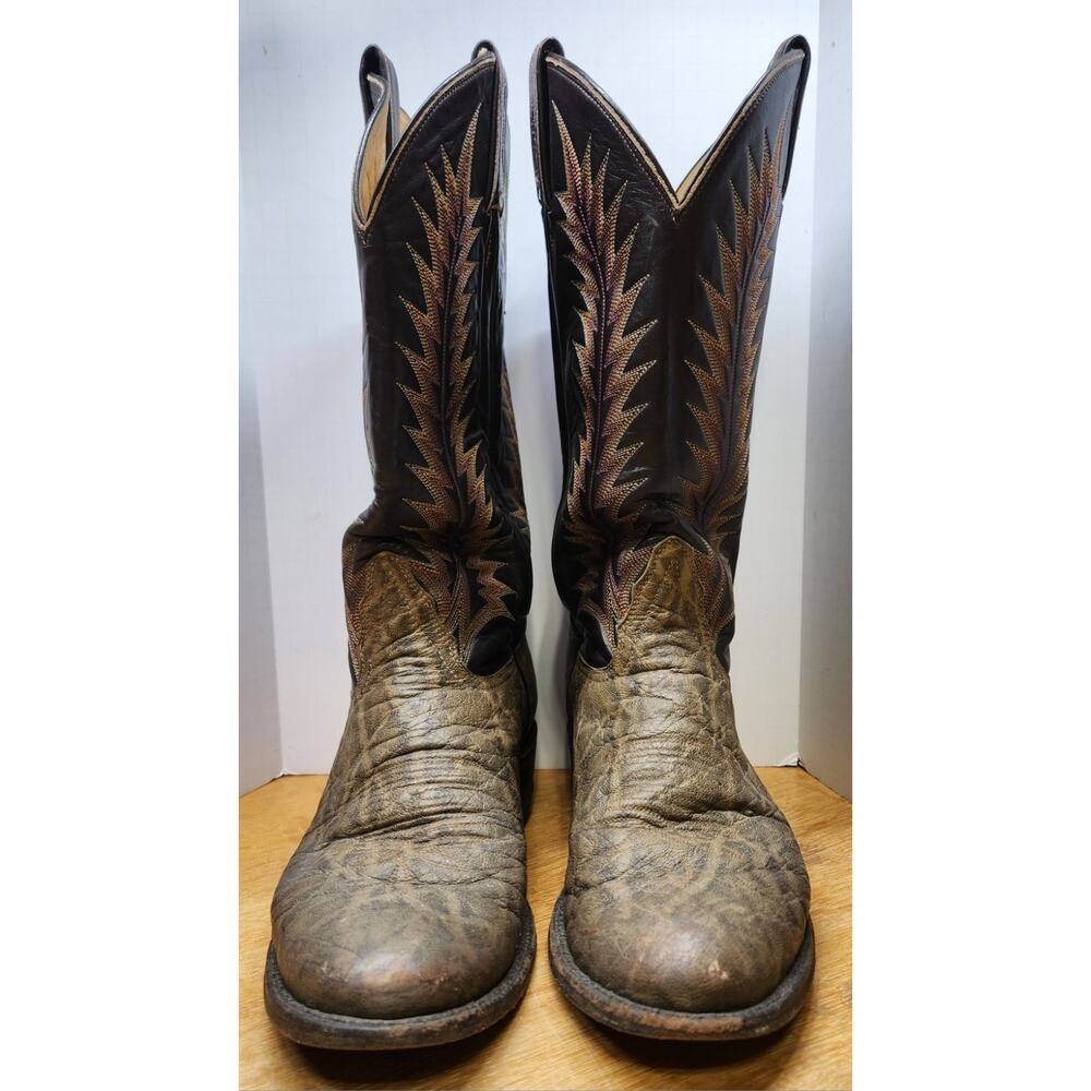 Tony Lama‎ Gray Elephant Leather Print Cowboy Boots Size 8.5 D 8602